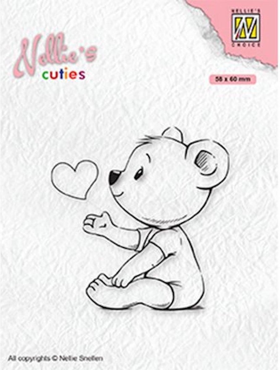 NCCS009 Clearstamp Nellie Snellen - Nellies Cuties stempel - Love you mama - baby kind beertje hart geboorte